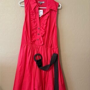 Women’s 2x Bright Coral Ruffle Front Dress by Bsiley Blue